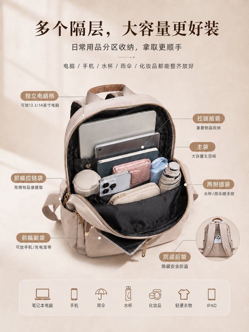 多个隔层 大容量更好装